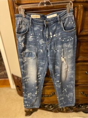 Pilcro and the Letterpress Blue Bleached Boyfriend Jeans